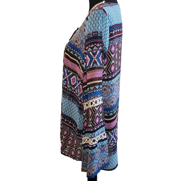 Umgee‎ Women's V-Neck Crochet Trim Paisley Stripe Tassel Popover Boho Size Large - Picture 2 of 12